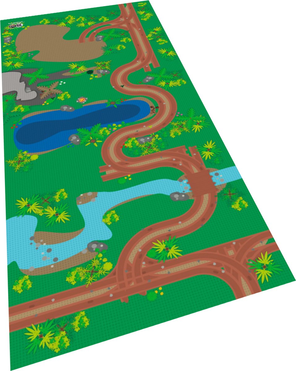 BrickDoos BrickMaps 32337004 Jungle - Wegplaat speelmat geschikt voor LEGO City Explorer - Formaat gelijk aan 3x7 bouwplaat